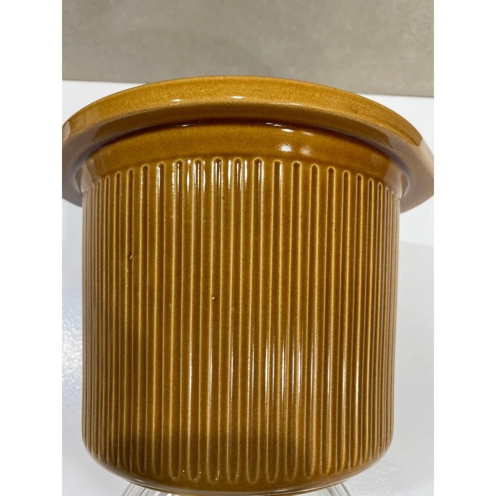 Vintage Rival Jackson Crock Pot Replacement Insert 1-1 Harvest Gold Ribbed Lid
